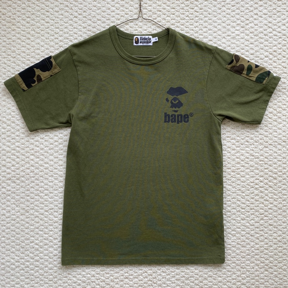 BAPE 1st Camo Sleeve Pocket Tee Olive Green Shirt Mens M